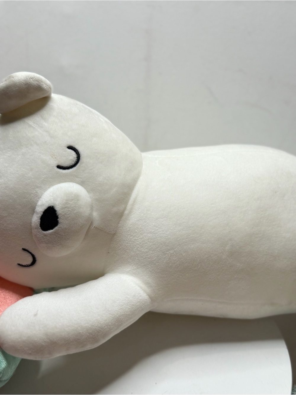 Plush White Sleeping Bear Stuffed Animal